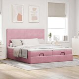 vidaXL Otomanski posteljni okvir z vzmetnicami roza 160x200cm žamet, (21610017) | Shoptok.si