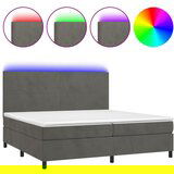 Maison Chic Box spring postelja - Vzmetna postelja z vzmetnico LED temno siva 200x200 cm žamet SL22126, (21901461) | Shoptok.si