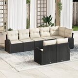 vidaXL 8-delna vrtna kavč set z blazinami črn poli ratan | Shoptok.si