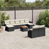  10-dijelni set vrtnih sofa s jastucima crni od poliratana | shoptok.hr