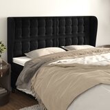vidaXL Vzglavje z ušesi črno 183x23x118/128 cm žamet | Shoptok.si