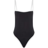 Trendyol black stripe detailed square collar swimsuit Cene