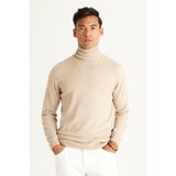 ALTINYILDIZ CLASSICS Men's Beige Standard Fit Normal Cut Anti-Pilling Full Turtleneck Knitwear Sweater. Cene