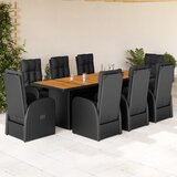  9-dijelni vrtni blagovaonski set s jastucima crni od poliratana | shoptok.hr