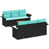  Sjedeća garnitura za vrt 7 kom. 6-Broj sjedala Crna i Tirkizna 196 x 62 x 69 cm | shoptok.hr