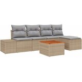  Sjedeća garnitura za vrt 6 kom. Bež i svijetlo siva poliratan 294 x 62 x 69 cm | Shoptok.si