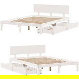 vidaXL Posteljni okvir s predali bel 120x190 cm trdna borovina | Shoptok.si
