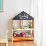 Ginger Home Етажерка за играчке и књиге Црна Табла за Писање, Кућица, Дрво | shoptok.hr