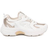 Shelvt White sneakers with beige and gold inserts Cene