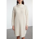 Trendyol Stone Mini Length Knitwear Soft Textured Turn-down Collar Dress | shoptok.hr