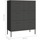  Ladičar antracit 80 x 35 x 101,5 cm čelični | shoptok.hr