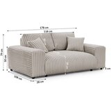 Ropez Svetlo siva sedežna garnitura iz rebrastega žameta 178 cm Justin – | Shoptok.si