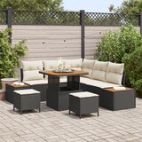 vidaXL Set od 8 komada vrtnih sofa s jastučićima Crni poliratan akacija | shoptok.hr