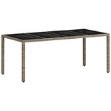  Vrtni stol sa staklenom pločom sivi 190x90x75 cm od poliratana Siva | shoptok.hr