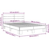  Okvir za krevet boja hrasta 135x190cm konstruirano drvo i metal | shoptok.hr