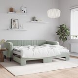 vidaXL Izvlečna dnevna postelja z vzmetnico sv. siva 90x200 cm blago Cene