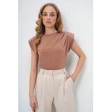 Trend Alacati Stili Ženska bluza kratkih rukava Alc-X13491, Okrugli izrez, Bež | Eponuda.com