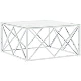 Maison Chic Klubska mizica - kavna mizica - Nizka mizica srebrna 80x80x40 cm nerjaveče jeklo in steklo, (21752601) Cene