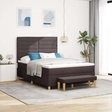  Krevet s box springom s madracem i klupom tamnosmeđa 140x190 cm tkanina Cijene