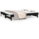  Izvlečna dnevna postelja črna 2x(80x200) cm trdna borovina, (20725433) | Shoptok.si