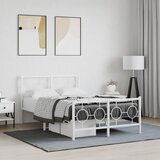 Maison Chic Kovinski Posteljni okvir - Dvoposteljna postelja - Zakonska postelja z vzglavjem in vznožjem bel 120x190 cm, (21695818) | Shoptok.si