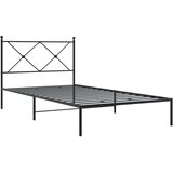  Metalni okvir za krevet s uzglavljem crni 107x203 cm | shoptok.hr