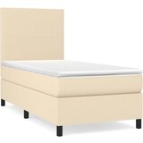 Krevet s oprugama i madracem krem 90 x 190 cm od tkanine | shoptok.hr