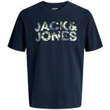 Jack & Jones Majica 'JJEJEFF' nočno modra / siva / pastelno zelena | Shoptok.si