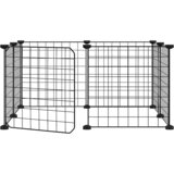 vidaXL Ograda za hišne ljubljenčke z 8 paneli črna 35x35 cm jeklo, (20802273) | Shoptok.si
