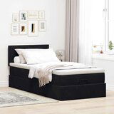 vidaXL Otomanski okvir kreveta s madraca crni 100x200cm baršunasti | shoptok.hr