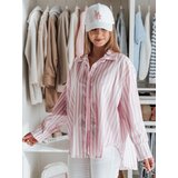 DStreet Koszula damska oversize z dłuższym tyłem SAMONE w różowo-białe paski | Shoptok.si