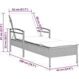 Ležaljka za sunčanje s jastukom bež 63x200x81 cm poliratan | shoptok.hr