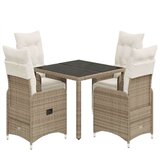 vidaXL Vrtna bistro garnitura 5-delna z blazinami rjav poli ratan | Shoptok.si