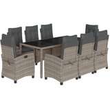  9-dijelni vrtni blagovaonski set sivi od poliratana Siva 190 cm table length | shoptok.hr