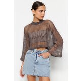 Trendyol Mink Crop Openwork/Perforated Knitwear Sweater | Shoptok.si