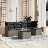 Maison Chic Seti vrtnega pohištva - Vrtna garnitura - Vrtni pohištvo set 6-delna z blazinami siv poli ratan, (21805248) | Shoptok.si