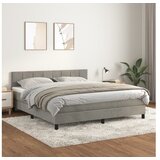  Box spring postelja z vzmetnico svetlo siva 180x200 cm žamet | Shoptok.si