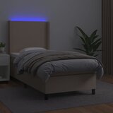 Krevet box spring madrac LED cappuccino 100x200cm umjetna koža | Eponuda.ba