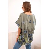 Kesi Włoski Women's cotton shirt with a floral pattern khaki | shoptok.hr