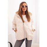 Kesi Włoski Women's quilted jacket with a hood light beige | shoptok.hr