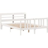 vidaXL Posteljni okvir z vzglavjem brez vzmetnice bel 160x200 cm | Shoptok.si