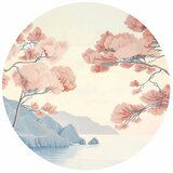 Okrugla fototapeta - Ocean cliffs and trees a delicate motif in pastel colours 230x230 | shoptok.hr