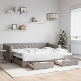 vidaXL Izvlečna dnevna postelja s predali taupe 90x200 cm blago | Shoptok.si