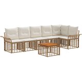  Zunanja garnitura za sedenje 7 pcs Naravna in krem bela, (5000270281) | Shoptok.si