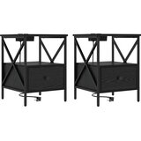  Noćni ormar s ladicama 2 pcs Crni hrast 41,5 x 40,5 x 55 cm | Eponuda.com