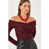 Bianco Lucci Women's Ottoman Fabric Cross Collar Detail Blouse