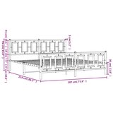  Metalni okvir kreveta uzglavlje i podnožje crni 183x213 cm | shoptok.hr
