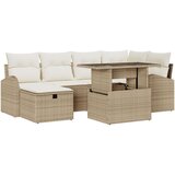 vidaXL Set od 7 dijelova vrtnih sofa s jastučićima bež poli ratan | shoptok.hr