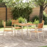 vidaXL set za objedovanje od 5 dijelova od čvrste tikovine, vanjski stol za objedovanje 90x90x74,5 cm od čvrste tikovine, sklapanje vrtnih stolica 4 komada od čvrste tikovine i čelika | shoptok.hr