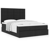vidaXL Otomanski posteljni okvir z vzmetnico črn 140x190 cm blago | Shoptok.si